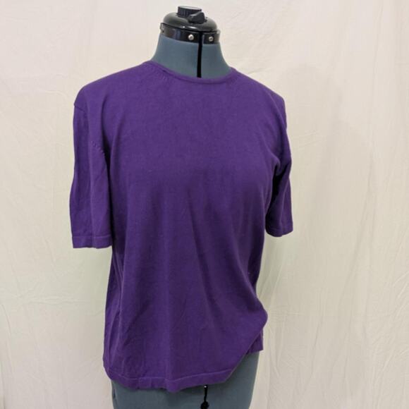 Silx Tops - Silx purple silk‑cotton short‑sleeve tee, size L